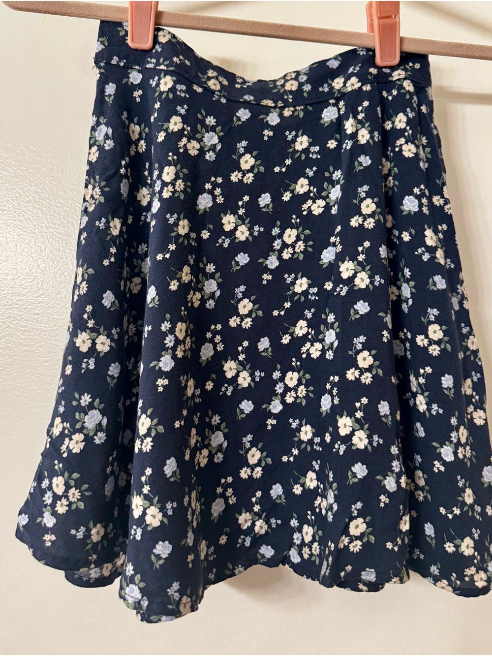 Hollister Navy Floral Skater Skirt